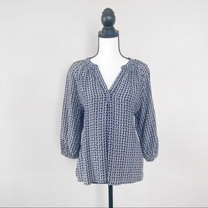 Joie silk blouse gray and black geometric xs